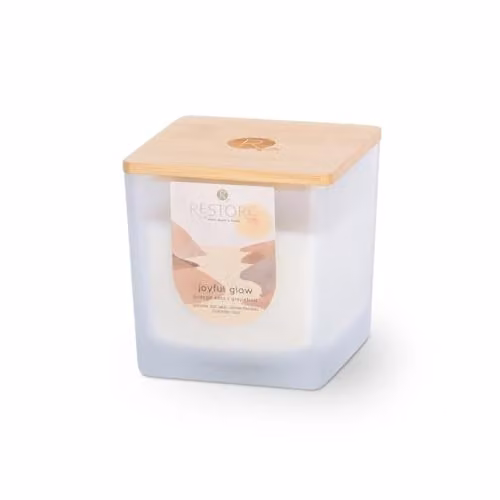Heart and Home Restore Soy Wax Candle in White with Fresh Fruity Scent