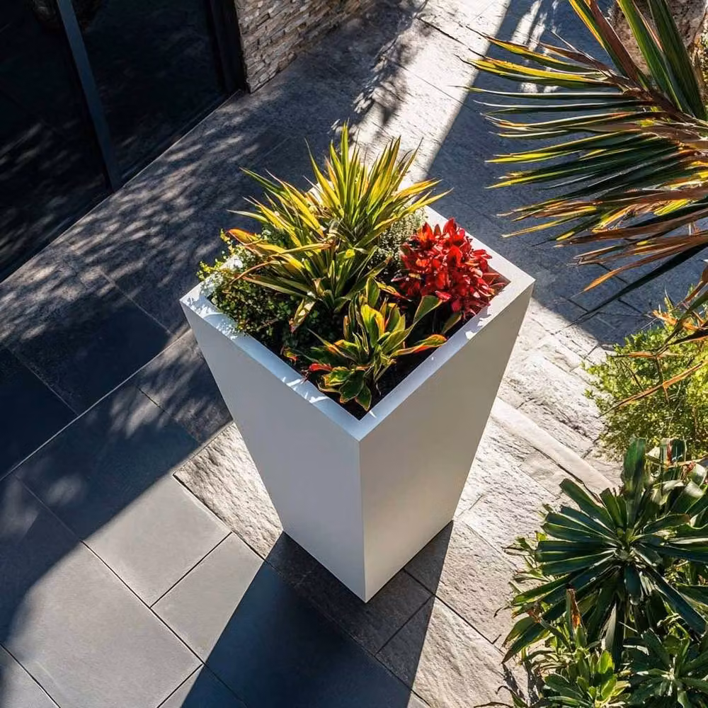 Access Garden Products Matte White Galvanised Steel Tall Tapered Square Planter, Height: 90 cm – 5