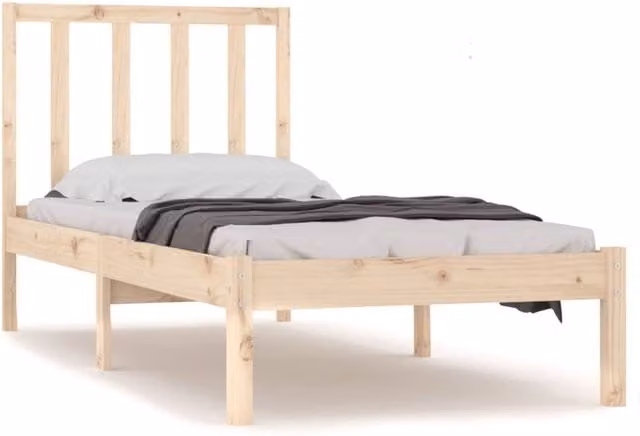 Berkfield Home Small Single Solid Wood Pine Bed Frame in Light Brown, W: 75 cm, L: 190 cm