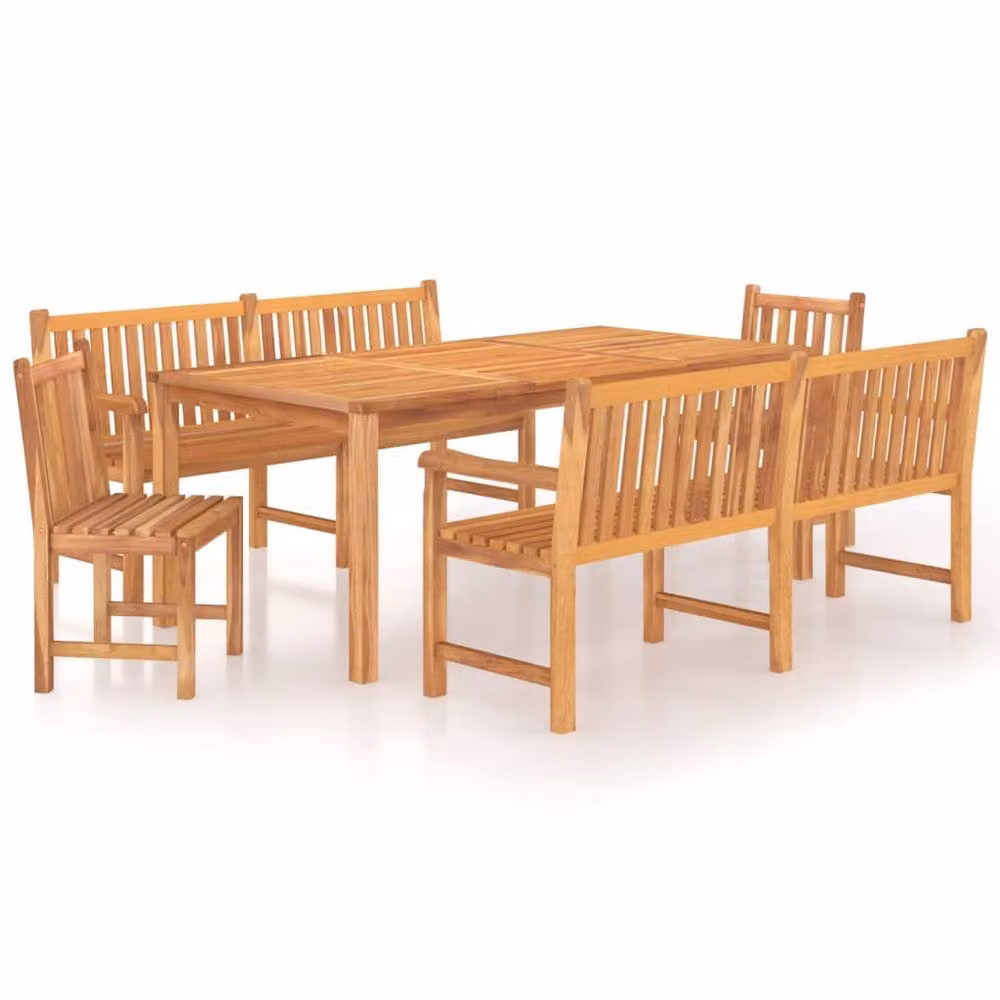 Berkfield Home 5 Piece Garden Dining Set in Brown Solid Teak Wood – 2