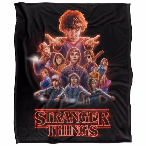 Stranger Things Season 2 Heroes Super Soft Fleece Throw Blanket, White and Multicolour, W: 152 cm, D: 127 cm – 6