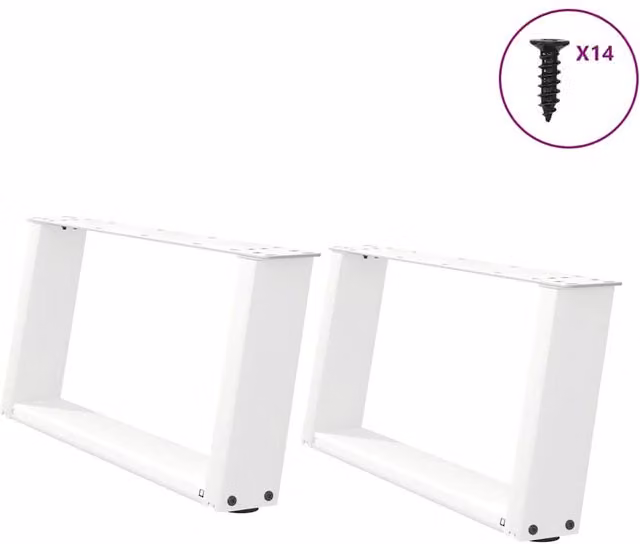 Berkfield Home U-Shaped Steel Coffee Table Legs, 2 Pieces, White, H: 60 cm, W: 30.5 cm, D: 30 cm