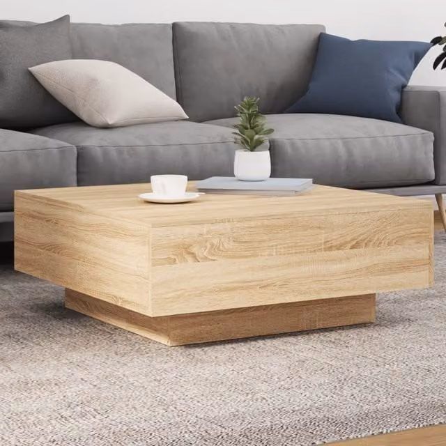 Berkfield Home Sonoma Oak Coffee Table in Brown, W/D/H: 80 x 80 x 31 cm