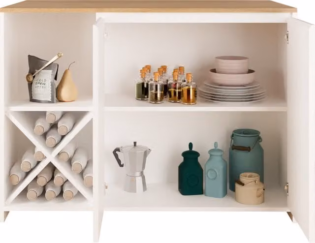 Bimossa Vino Kitchen Island with Storage in White and Anthracite, W/D/H: 127.2 x 68.0 x 92.0 cm