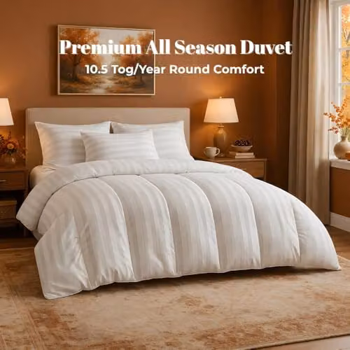 MHG Living King Size 10.5 Tog Hotel Quality Duvet, White Hypoallergenic Hollowfibre Quilt, W: 230 cm x D: 220 cm – 2