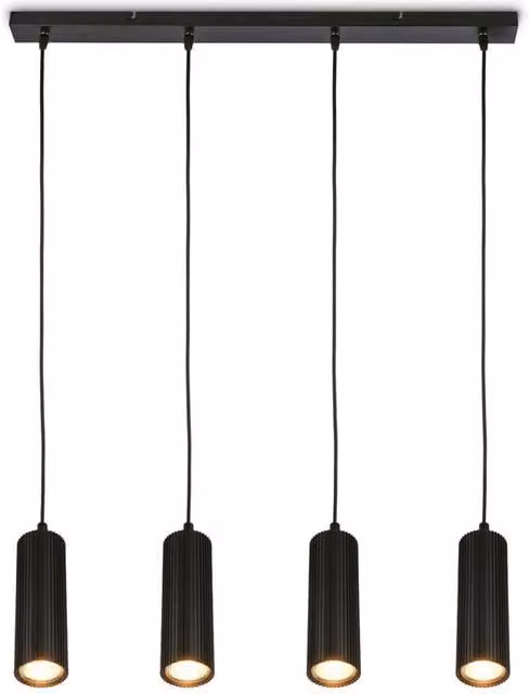 Briloner Black Modern 4 Light Height Adjustable Pendant Light for GU10 Bulbs, W/D/H: 76 x 76 x 120 cm