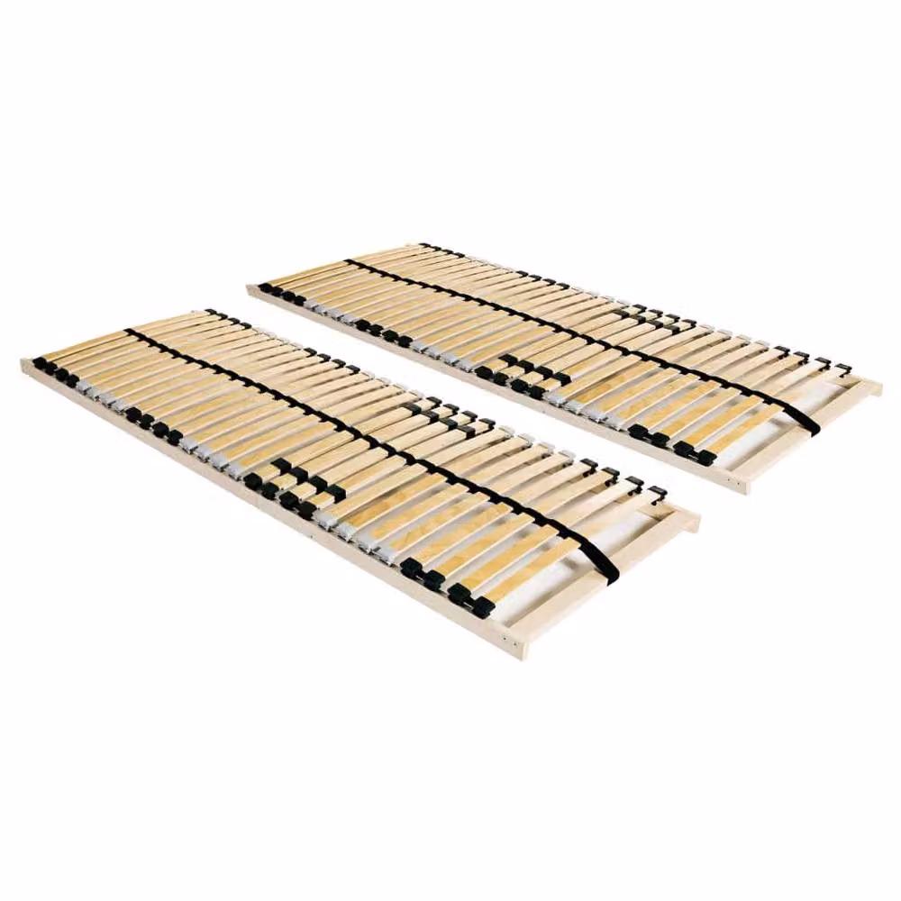 Berkfield Home Set of 2 Slatted Bed Bases with 28 Cambered Sprung Slats and 7 Zones, Beige, W/D/H: 70 x 200 cm – 2