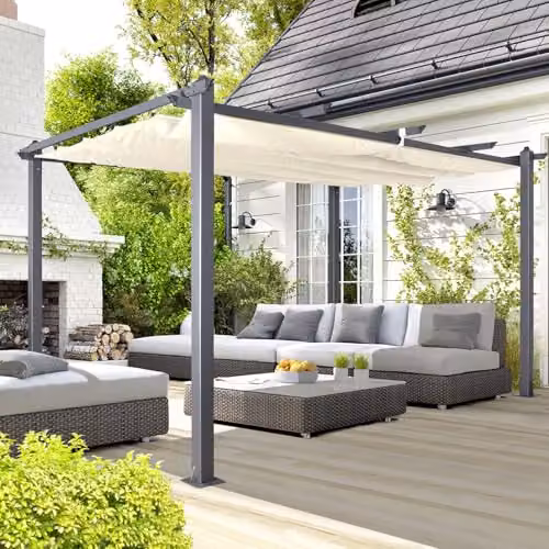 Oseasons Acorn Aluminium Pergola Gazebo in White or Grey, W/D/H: 400 x 298 x 227 cm