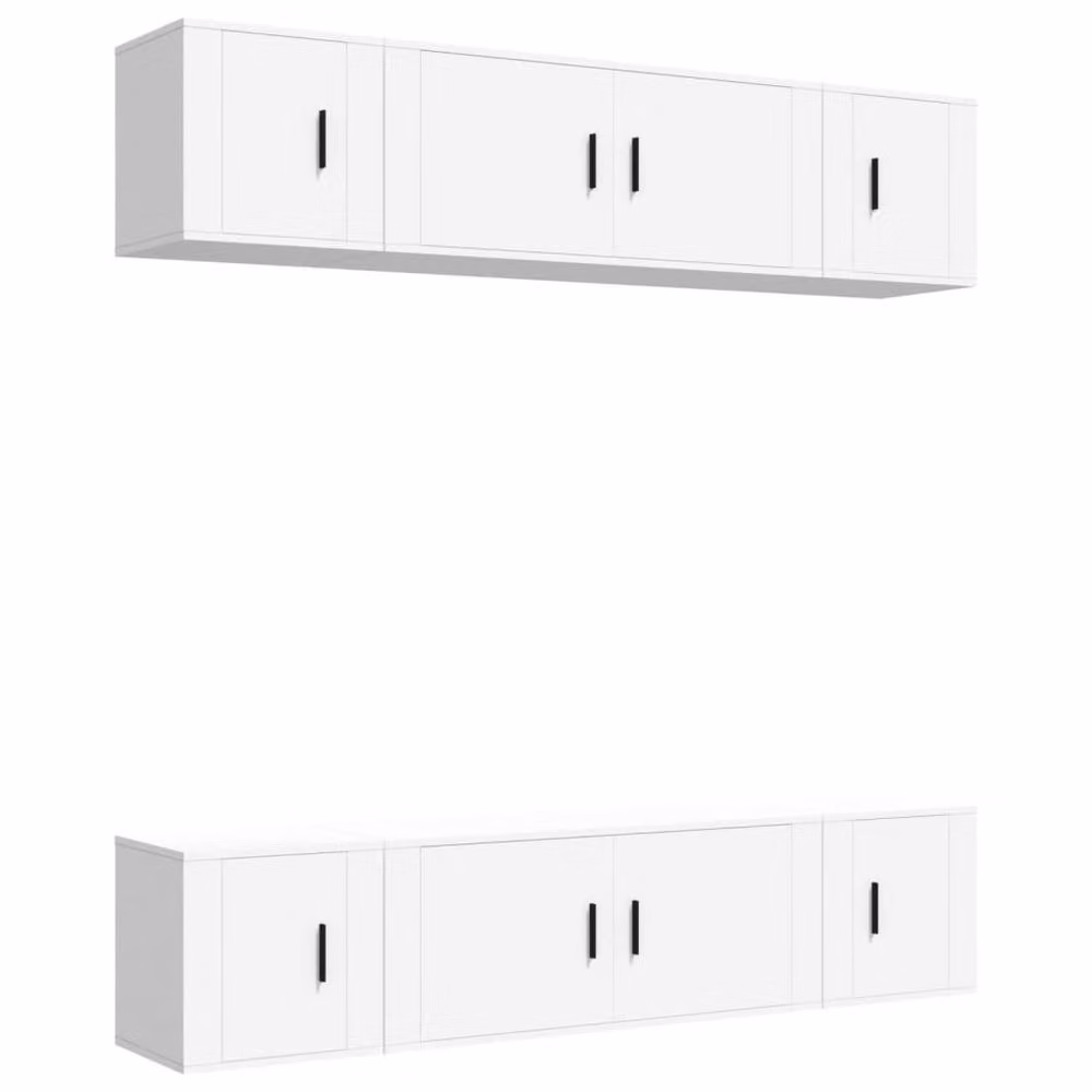 Berkfield Home Classic 6 Piece White Engineered Wood TV Cabinet Set – 3
