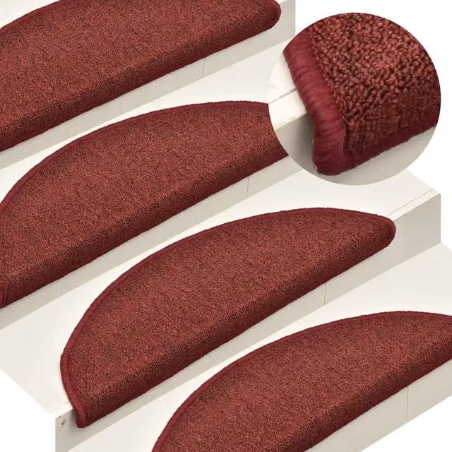 Berkfield Home Red Carpet Stair Treads, 15 Piece Set, W/D/H: 56 x 17 x 3 cm