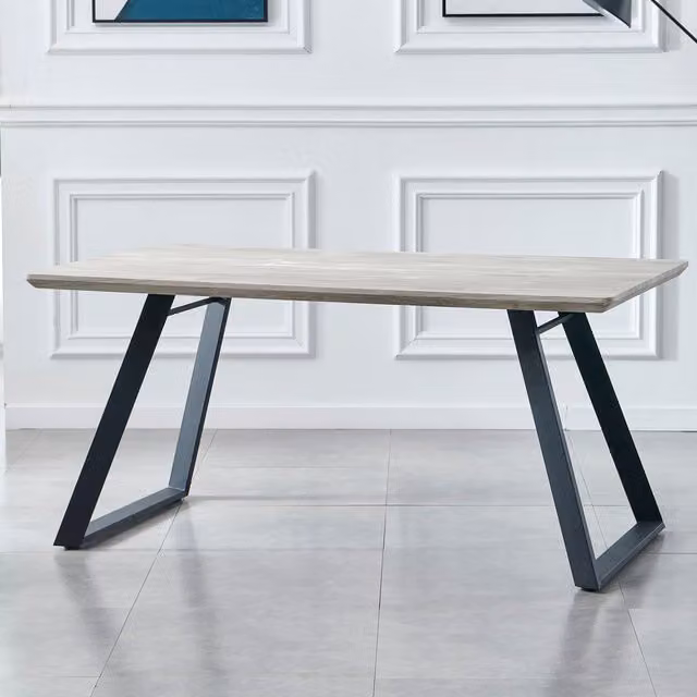 Dorchester 6-Seat Rectangular Dining Table in Grey and Black Industrial Style