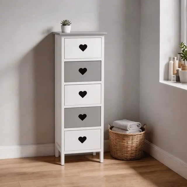 Heartswood White and Grey Assembled Freestanding Storage Unit with Drawers, Width: 93 cm