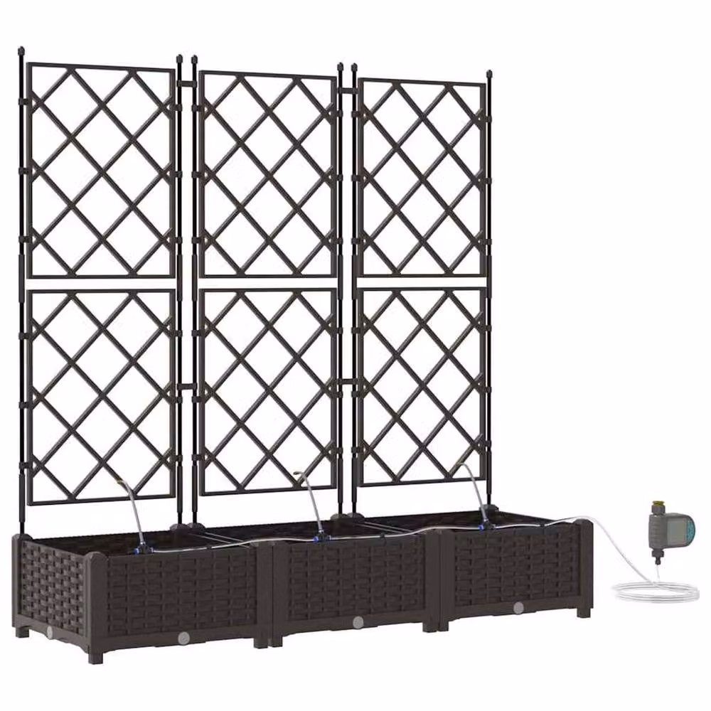 Berkfield Home Garden Planter Set with Water Irrigation System, 3 Pieces, Brown – 2