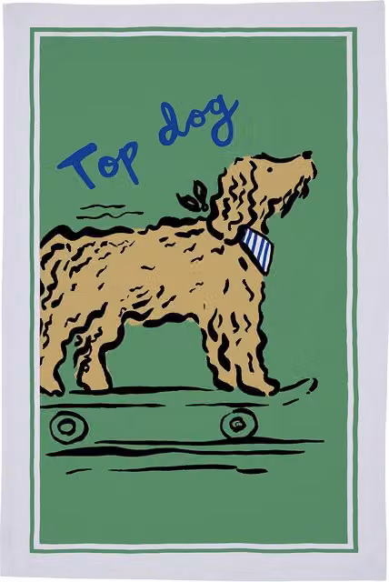 Ulster Weavers Top Dog Dogs Print 100% Cotton Tea Towel in Multicolour and Green