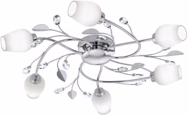 Eglo Pitale Floral ceiling light in chrome and grey with white glass