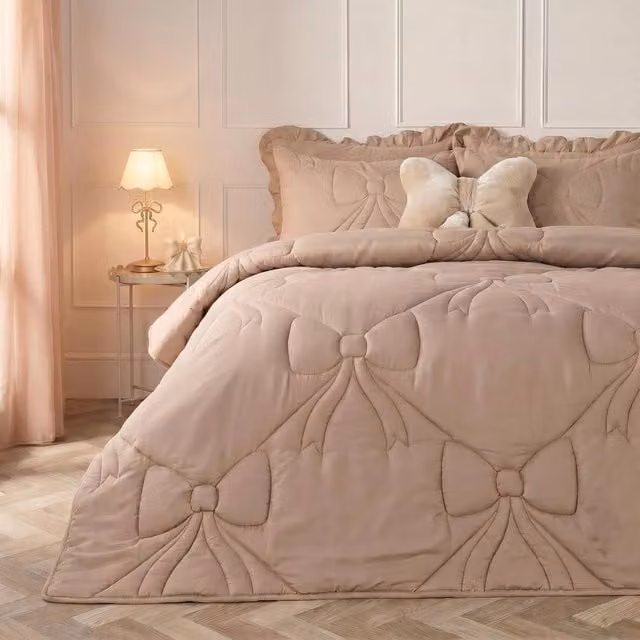 OHS Bow Lattice 7.5 TOG Double Duvet and Pillowcase Set in Natural Sand