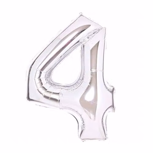 Amscan Large Number 4 Silver Hanging Decoration for Birthdays and Anniversaries, W: 55.88 cm, H: 86.36 cm