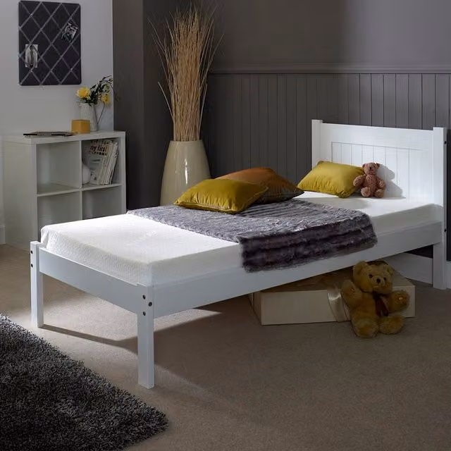 RELAXByAMani Clifton Single Wooden Bed Frame in White