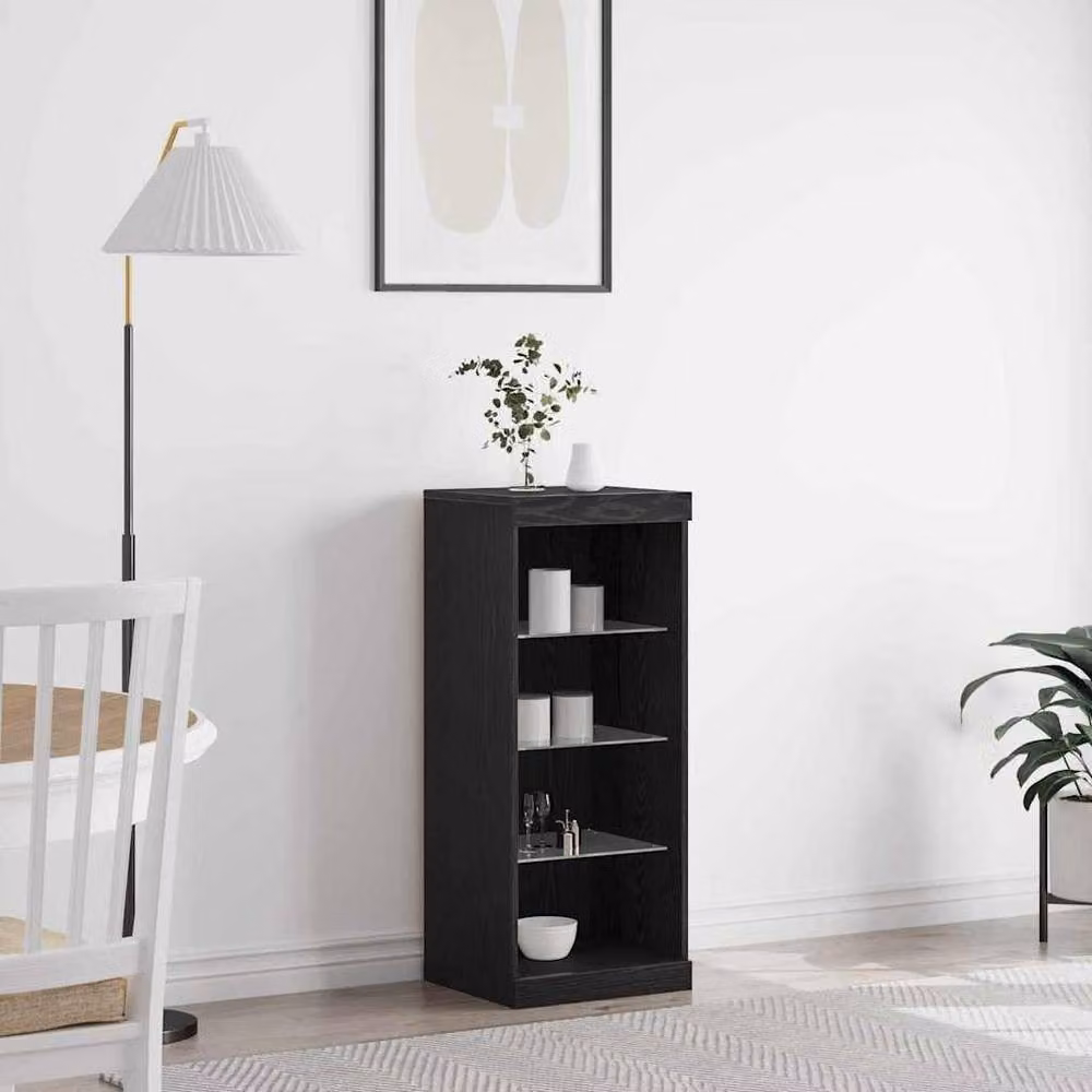 Berkfield Home Modern Black Oak Sideboard with Integrated LED Lights W: 41 cm, D: 37 cm, H: 100 cm – 2