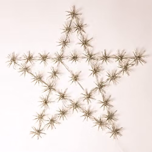 SHATCHI Starburst Star Shape Silhouette Christmas Display with 360 Warm White Twinkling Micro LEDs, White, W/D/H: 65 x 65 x 65 cm – 3
