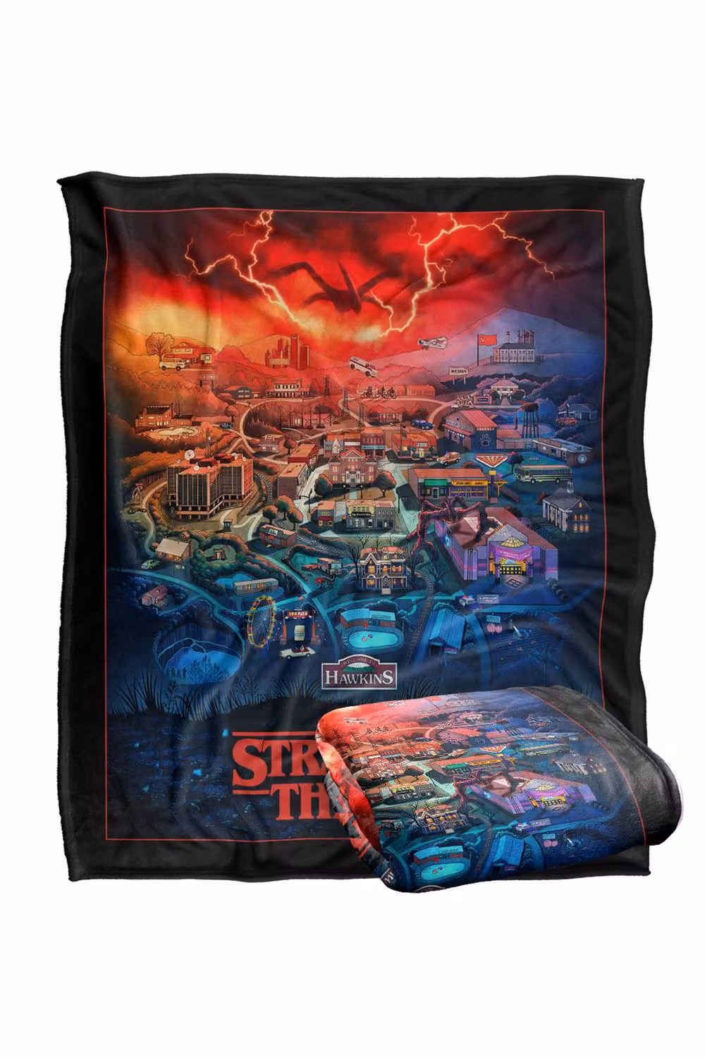Stranger Things Hawkins Map Super Soft Throw Blanket, Multicolour, W: 152 cm, D: 127 cm – 2