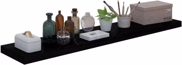 Berkfield Home Durable Floating Wall Shelf, High Gloss Black, W/D/H: 120 x 23.5 x 3.8 cm