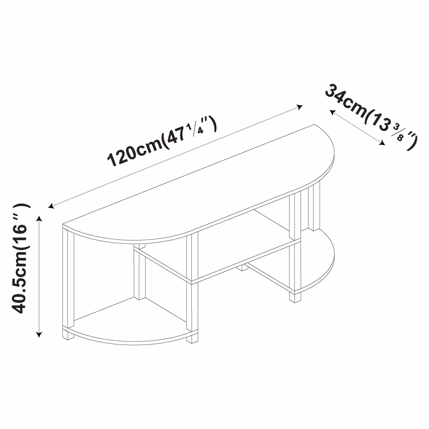EONLION S-Tube Wide TV Unit Stand and Entertainment Centre in Black, W: 120 cm, D: 34 cm, H: 40.5 cm – 2