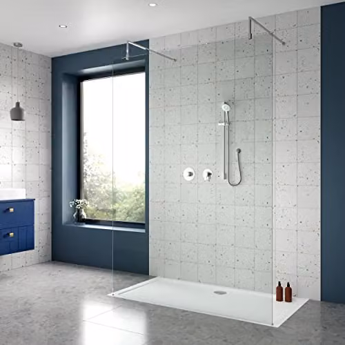 nuie SBR126ST1 Arvan Spa Modern Bathroom Shower Bundle with Thermostatic Temperature Valve, Stop Tap and Slimline Slide Rail Kit, Chrome – 2