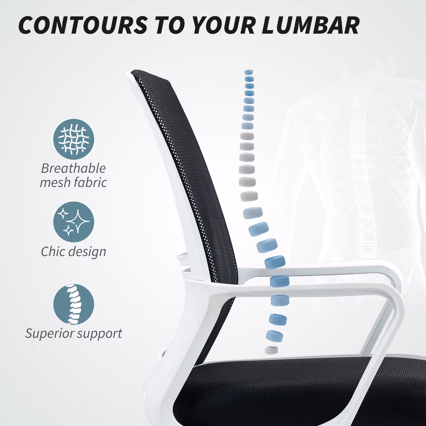 HOMCOM Black Ergonomic Mesh Drafting Chair with Lumbar Support and Adjustable Foot Ring – 6