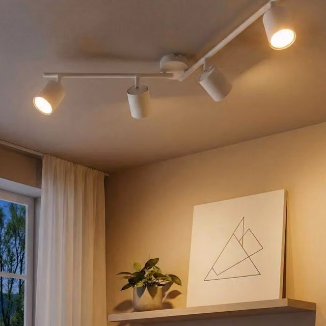 Wyld and Coco 4-Light Adjustable Industrial Spotlight Ceiling Lamp in White Metal