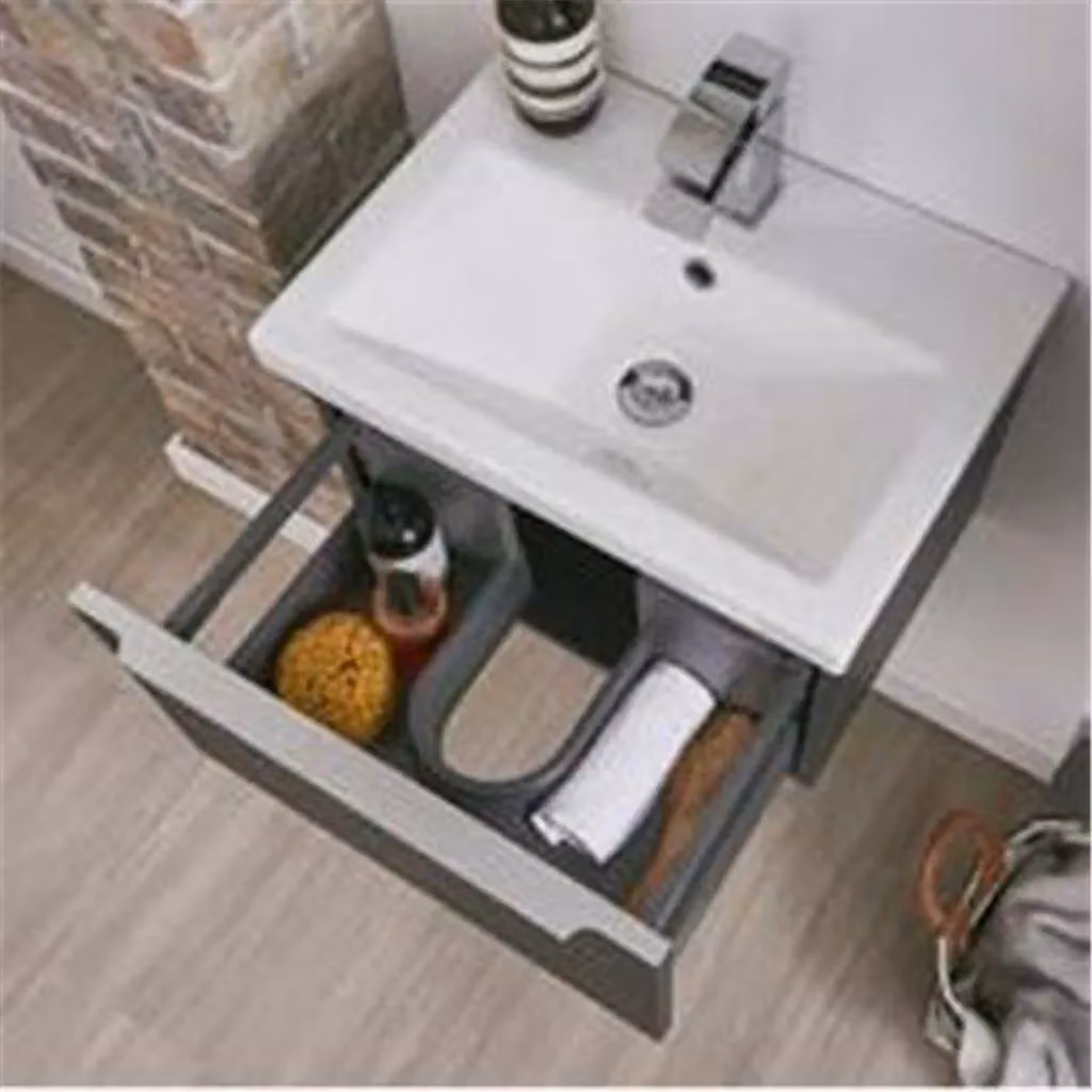 Clifton Matt Dark Grey Wall Mounted Bathroom Unit and White Ceramic Basin W/D/H: 80 x 35.5 x 37.5 cm – 3