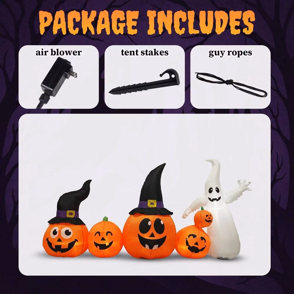 EONLION 8ft Halloween Inflatable Pumpkins and Ghost Outdoor Decoration, Multicolour and Orange – 5