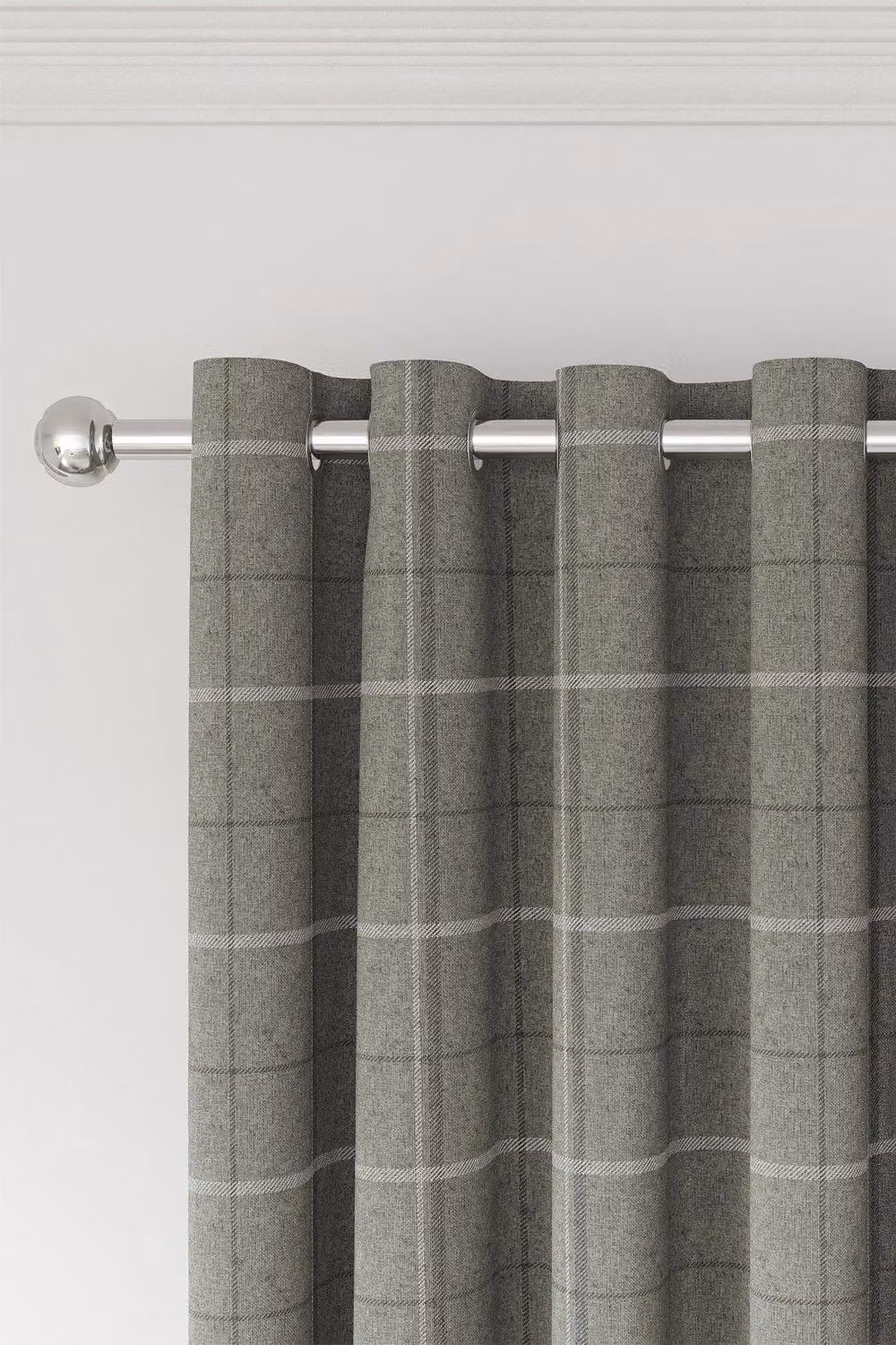 Helena Springfield Harper Checked Eyelet Curtains in Silver and Grey, Width: 167 cm, Drop: 183 cm – 2