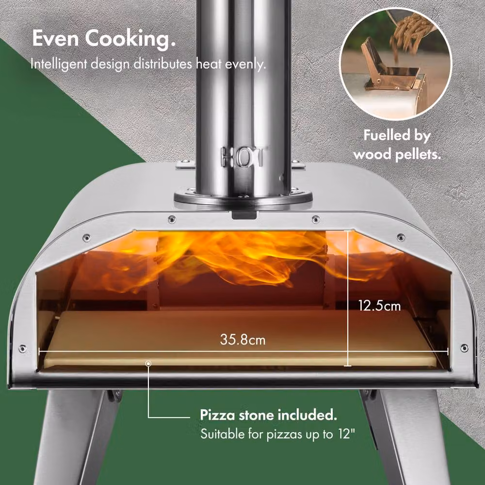 VonHaus Portable Pellet Pizza Oven with Accessories in Silver – 3