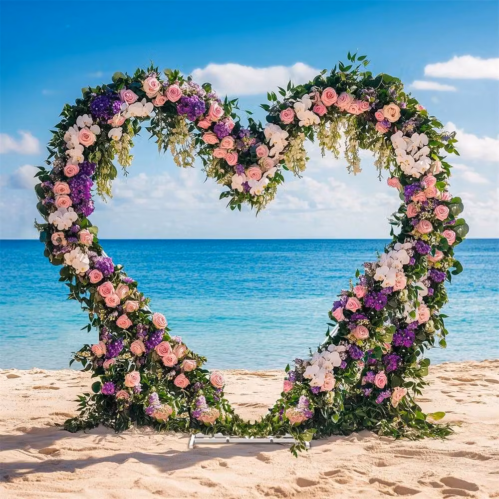 NESTLUNE White Heart Shape Double Pipe Wedding Arch Stand Frame – 4