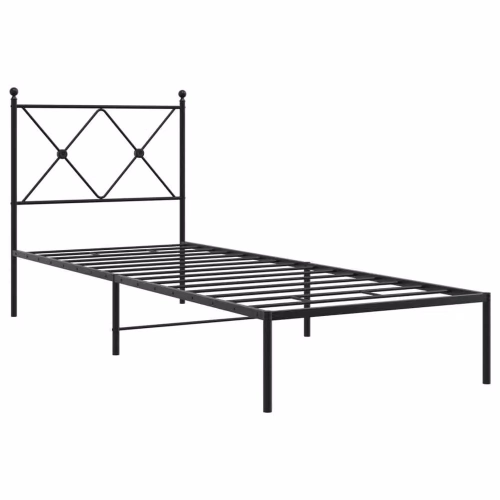 Berkfield Home Metal Bed Frame with Headboard in Black, W: 80 cm, L: 200 cm – 3