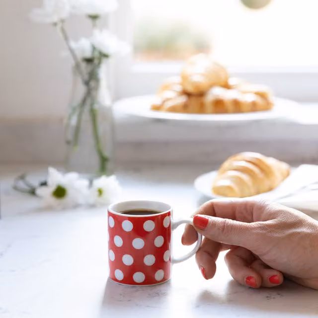 Kitchencraft Set of 6 Red Polka Dot Porcelain Espresso Cups
