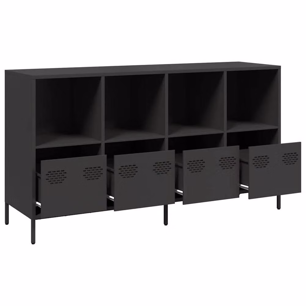 Berkfield Home Industrial Sideboard in Matt Black Metal, W/D/H: 135 x 39 x 73.5 cm – 4