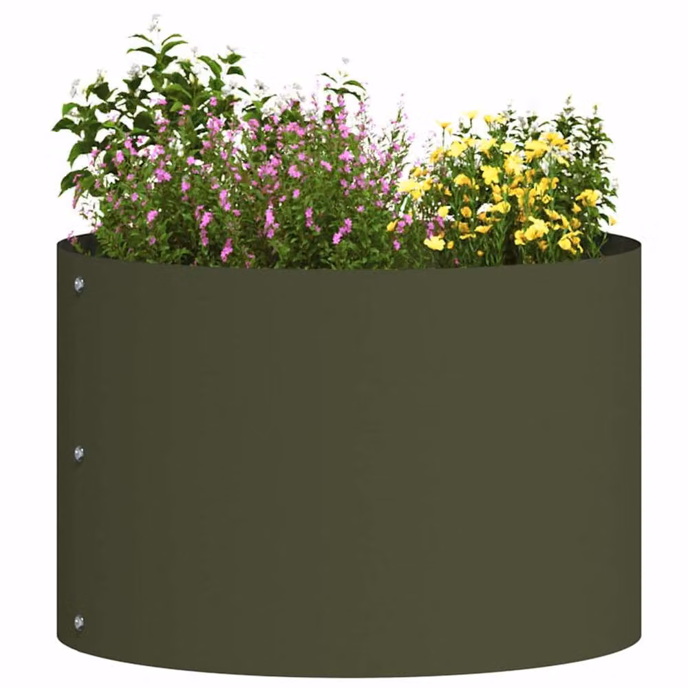 Berkfield Home Metal Medium Planter in Olive Green – 2