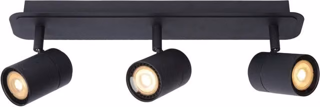 Lucide LENNERT Dimmable Rotatable Bathroom Ceiling Spotlight Bar in Black, GU10