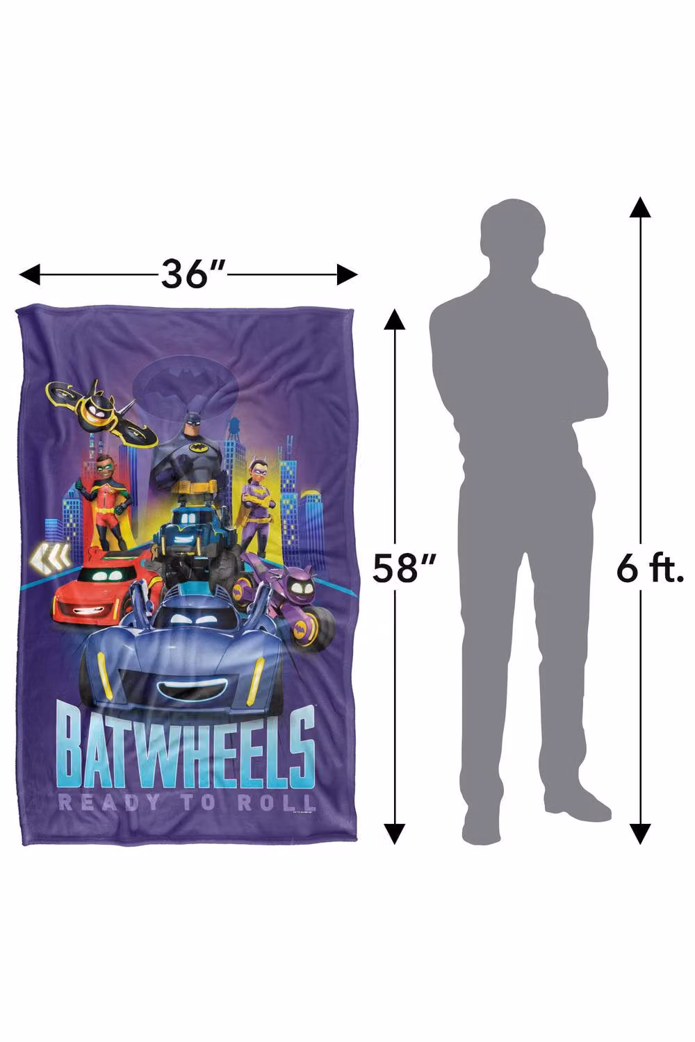 Warner Bros. Batwheels Bam Coming At You Silky Touch Super Soft Fluffy Polyester Throw Blanket for Children, Multicolour, Large – 3