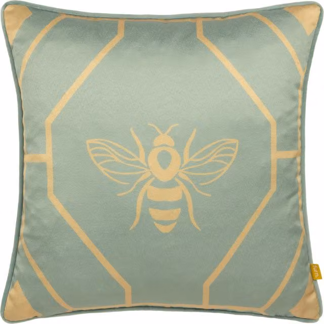 Make It A Home Bee Deco Geometric Square Cushion in Eau De Nil