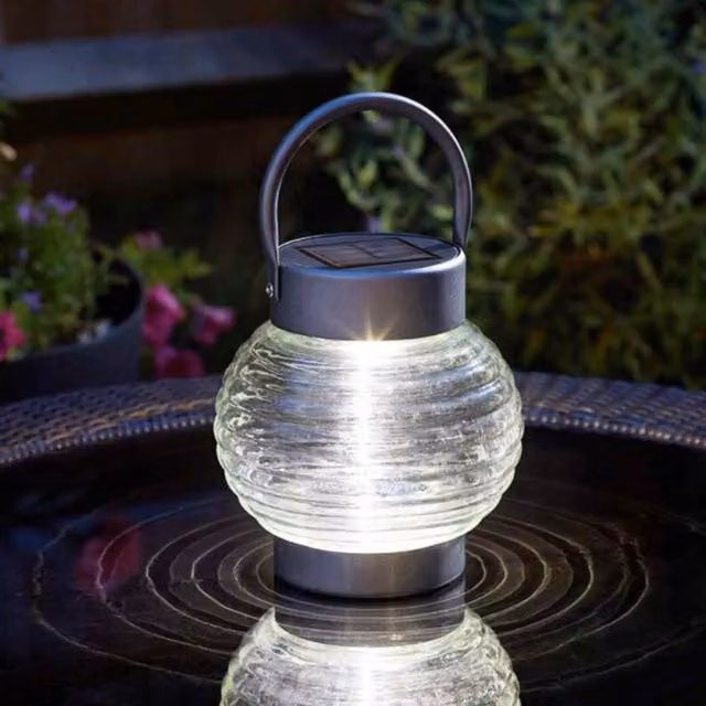 Marco Paul Solar Garden Lantern with Cool White LED in Metallic Silver