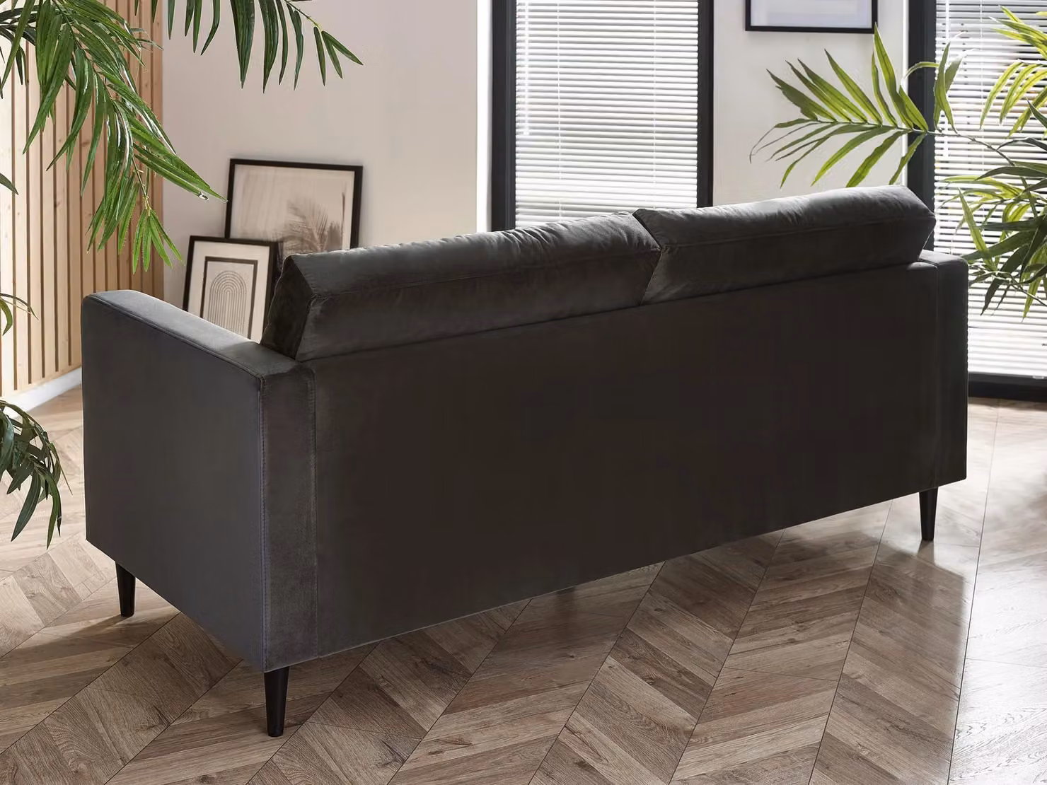 FurnitureboxUK Jade 3-Seater Modern Velvet Upholstered Sofa with Solid Wood Frame in Dark Grey – 2