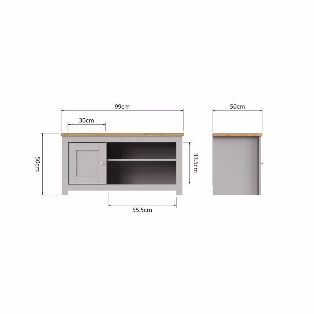 KORVIXA Grey Minimalist Wood TV Unit Cabinet Stand W/D/H: 100 x 100 x 100 cm – 2