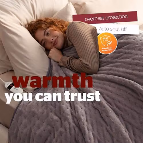 Silentnight Comfort Control Luxury Fleece Electric Heated Throw Blanket in Grey, W/D/H: 120 x 160 cm – 5