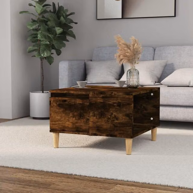 Berkfield Home Square Coffee Table in Smoked Oak Brown, W/D/H: 55 x 55 x 36.5 cm