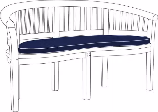 Gardenista Navy Blue Outdoor Banana Bench Wedge Cushion with Foam and Polyester Padding