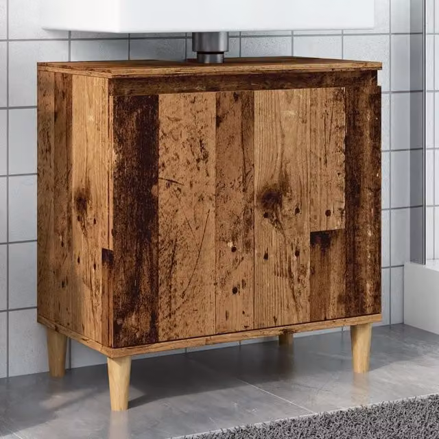 Berkfield Home Sink Cabinet in Old Wood Brown, W/D/H: 58 x 33 x 60 cm – 1