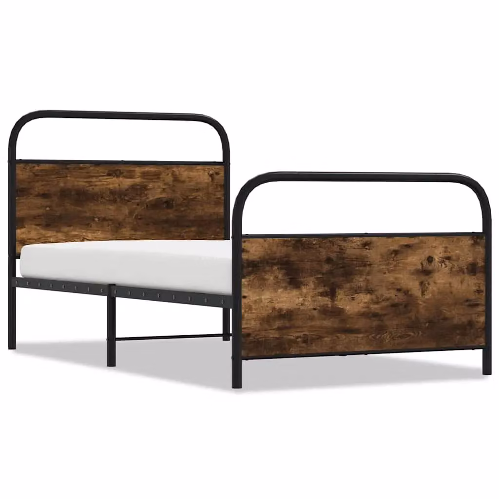 Berkfield Home Single Bed Frame in Smoked Oak, Brown, W/D/H: 90 x 190 cm – 2